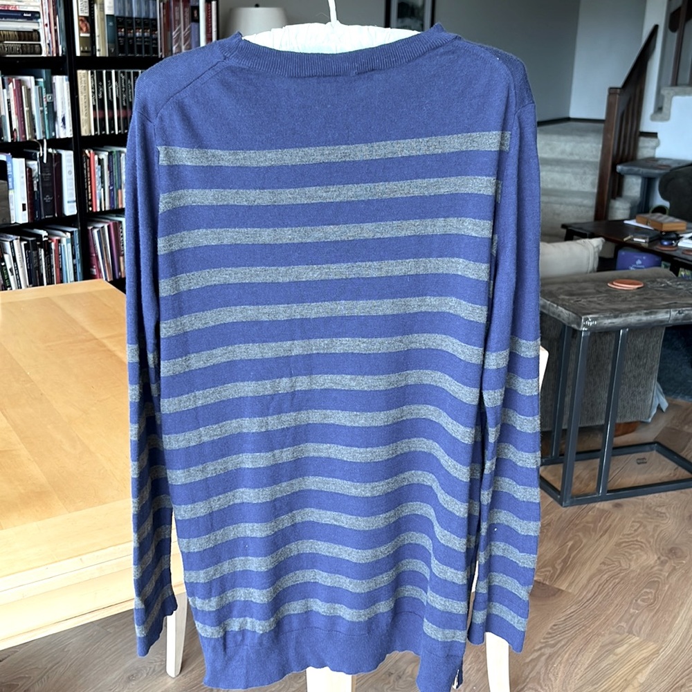 Ann Taylor blue and gray striped sweater size medium
